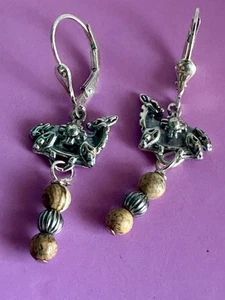 NUOVI CON SCATOLA * RARI orecchini Carolyn Pollack American West Sterling diaspro cervo - Foto 1 di 7