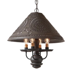 Wooden Homespun Shade Light Pendant in Black - Picture 1 of 3