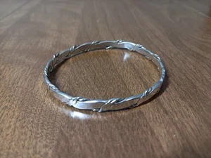 Vintage Braided Twist Taxco Sterling Silver 6 mm Wide Bangle Bracelet 15g - Picture 1 of 5