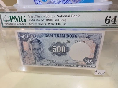 VIETNAM 1966 500 Dong  PMG  CHOICE UNCIRCULATED CU64 - Image 1 of 3