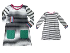 Mini Boden Kinder lustiges Jerseykleid mit Taschen blau gestreift Größe 7-8 Jahre Etuikleid - Bild 1 von 14