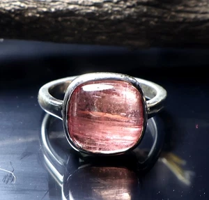 Anillo de Turmalina Rosa 100% Natural, Joyería de Plata de Ley 925, Anillo de Boda - Imagen 1 de 3