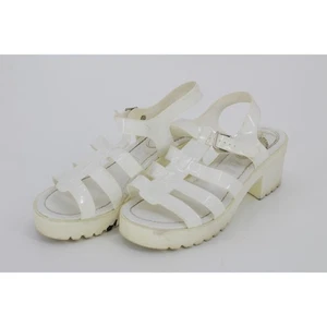 Call It Spring White Mid Low Block Heel Gladiator y2k Strappy Platform Sandals 9 - Picture 1 of 4