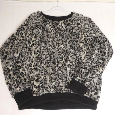 SpiritHoods Bobcat Sudadera Mujer Grande Gris Negro Imitación Piel Estampado Animal SUAVE Foto 1 de 4