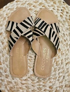Coconuts By Matisse Animal Print Flat Slip On Slides Size 6 - Picture 1 of 8