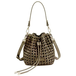 Fashion Hollow Bucket Tote Bag For Women Crossbody Female Handbag Woven Silk ... - Picture 1 of 8