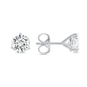 IGI Cert 4 Ct Round F/VVS Lab Grown Diamond Stud Earrings 18K White Gold Martini - Picture 1 of 3