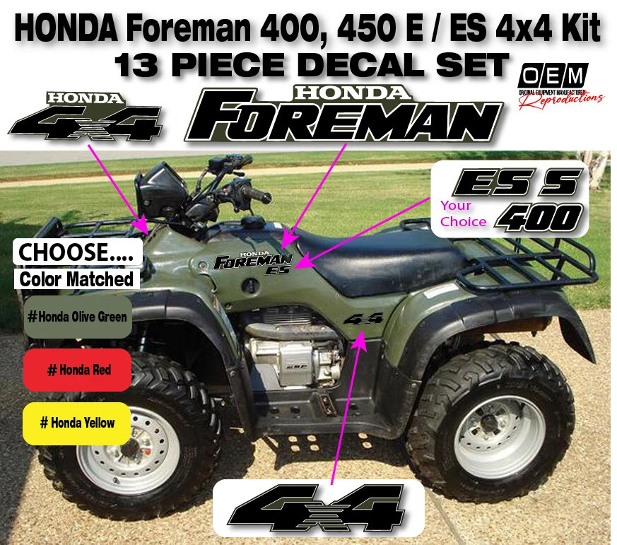 Honda Foreman 400 450 S ES 4x4 OEM Decal Emblem Sticker Kit forman ATV quad set - Image 1 of 1
