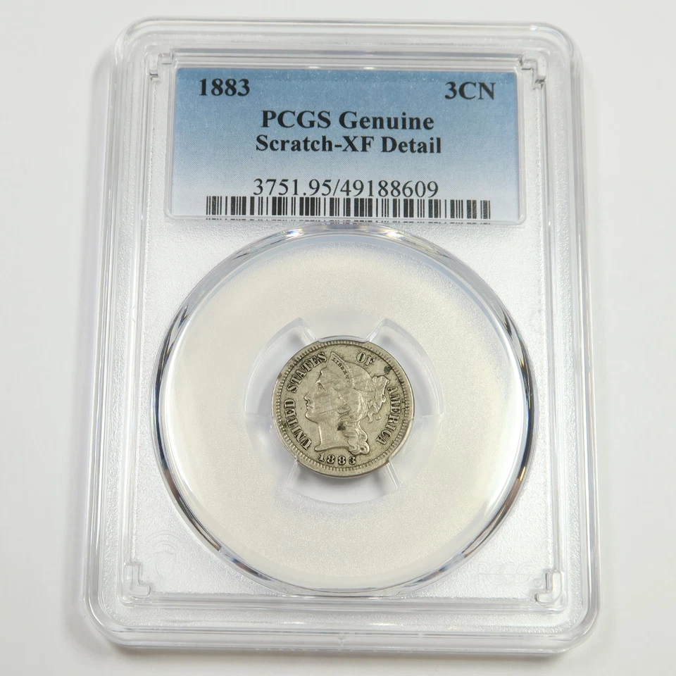 1883 PCGS XF Detail - Three Cent Nickel - Regular Strike 3c US Coin #50117A - Image 1 of 2