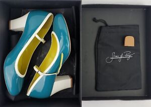 Shoes Of Prey Women's Aquamarine & White  Mary Jane pumps. 40.5 US.9 