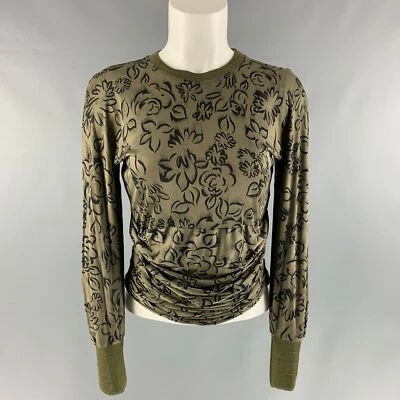 GIANNI VERSACE Size S Green and Black Viscose &  Silk Abstract Pullover  - Image 1 of 4