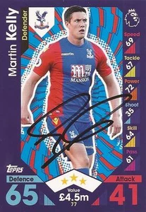 MARTIN KELLY FIRMATO CRYSTAL PALACE 2016/2017 MATCH ATTAX TRADING CARD + CERTIFICATO DI AUTENTICITÀ - Foto 1 di 1