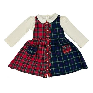 Polo Ralph Lauren Baby Girl's 2-Piece Flannel Plaid Dress with Shirt with Pony - Picture 1 of 3