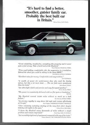 Nissan Bluebird Press Comments 1989 UK Market Single Sheet Sales Brochure - Image 1 of 2