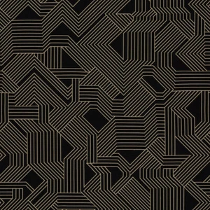 Carnegie Geometric Lines Performance Upholstery Fabric- Maze / Onyx Khaki 10 yds - Picture 1 of 3