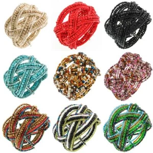 Bracciale Bracciale 7" Boemia con Perline Intrecciate in Filo di Memoria, Molti Colori - Foto 1 di 43