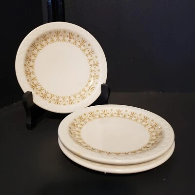 3 SYRACUSE China Econo Rim Restaurant Ware Gold Flower Spike pattern 5.5" Plates - Image 1 of 4