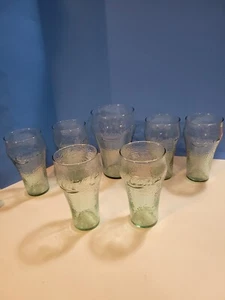 Set Of 7 Green Coca Cola Glasses Six 16oz And One 32oz - Picture 1 of 4