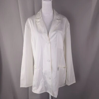 Cherokee Scrub Jacket Womens XL White Certainty Antimicrobial Lab Coat Nurse Spa - Image 1 of 4
