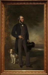 Handarbeit Altmeister-Kunst Antik Ölgemälde Männer Hund Hochwertig - Bild 1 von 2