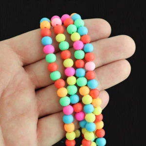 Runde Polymer Ton Perlen 6 mm - verschiedene Regenbogen - 1 Strang 40 Perlen - BD163 - Bild 1 von 1