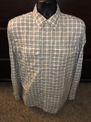 Camisa de vestir Orvis de manga larga para hombre - 100 % algodón - talla mediana verde a cuadros Foto 1 de 4