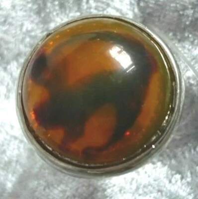 3 Sorten: wuchtig + groß Folklore Schmuck Ring bernstein + Inlay Tibet Silber - Bild 1 von 2