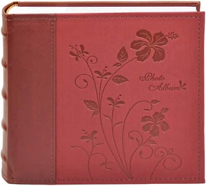 Photo Album Holds 200 4x6 Pictures 2 Per Page Faux Leather Marron - Picture 1 of 8