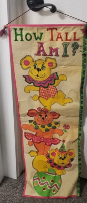 Tabla de altura de crecimiento infantil de animales de circo lentejuelas vintage colgante de pared Foto 1 de 4