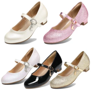 Girls Low Heel Sandals Party Shoes Wedding Shoes Mary Jane Shoes - Picture 1 of 16