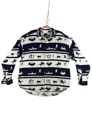 Vtg Structure Button Down Shirt Mens XL 90s Rodeo Western Cowboy Horse Bull - Image 1 of 4