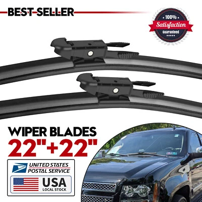 22"&22" Pair Bracketless Windshield Wiper Blades For GMC Sierra 3500HD 2007-2013 - Изображение 1 из 4