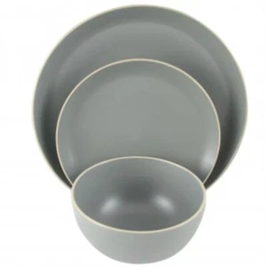 Gibson Home Rockaway 12 Piece Stoneware Dinnerware Set In Matt Grey - Picture 1 of 1