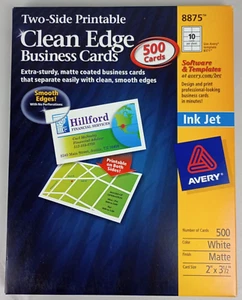 Tarjetas de visita Avery 8875 Clean Edge Ink Jet 500 blanco mate 2"x3,5" dos lados - Imagen 1 de 5