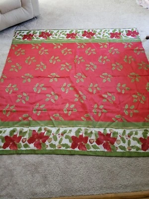 Cortina de Ducha Sin Gancho Rojo Verde Acebo Bayas 68x68 Excelente Estado  Foto 1 de 4