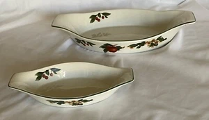 2 VTG Serving Dishes Au Gratin Stoneware Cades Cove Oval Apples Cherries Flower - Picture 1 of 14