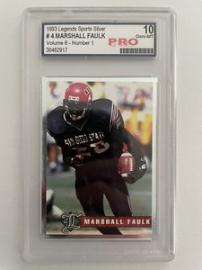 1993 Legends Sports SILVER border #4 MARSHALL FAULK, Graded GEM MINT 10, rookie