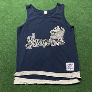 Vintage Georgetown Shirt Mens L Blue 80S 90S College University Tank Top USA - Picture 1 of 6