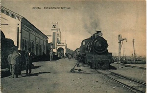Locomotora España antigua postal Ceuta Tetuán. Estación de tren (462) - Imagen 1 de 2
