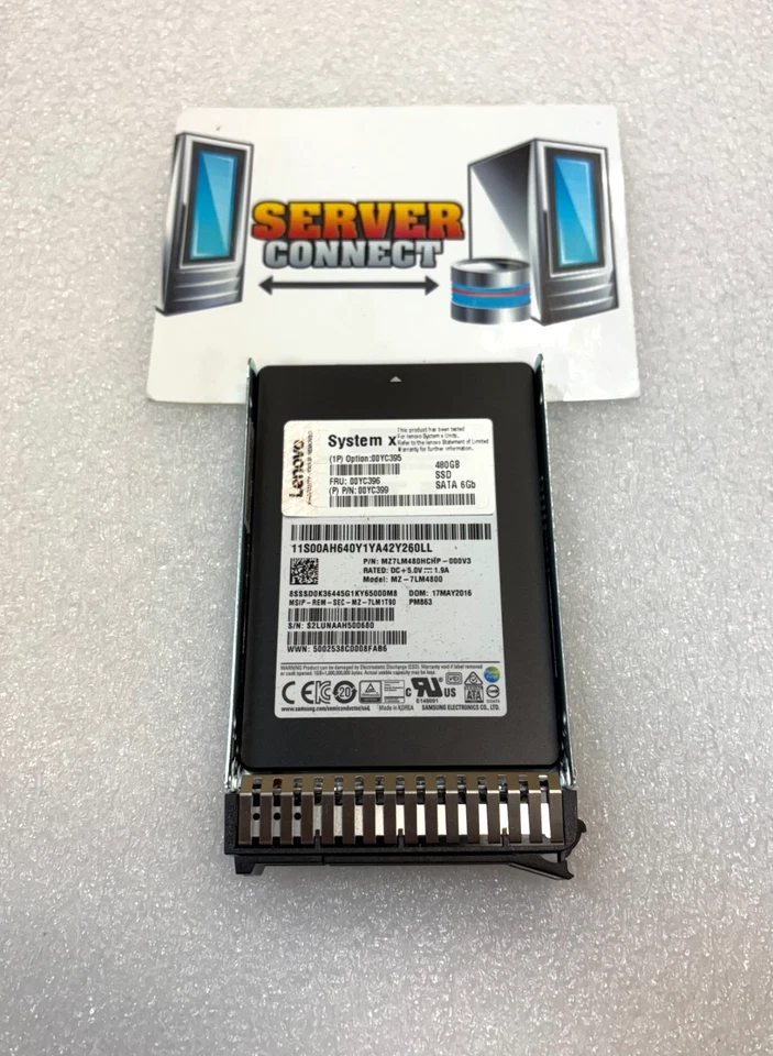 00YC395 -- LENOVO 480GB SATA 2.5" G3HS SSD HDD - Image 1 of 1