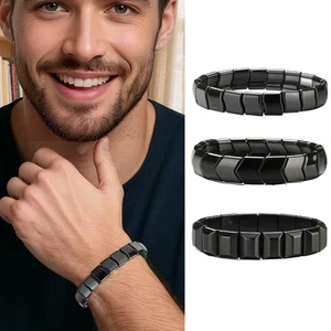 Hematite Beaded Bracelet Men Natural Fashion Accessories Calming Jewelry Wrist - Bild 1 von 15