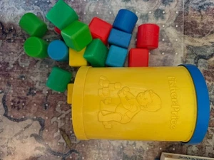 Vintage 1980 Fisher Price Krippe & Laufstall Babys erste Blöcke mit Box #414 - Bild 1 von 1