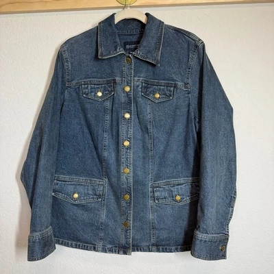 Women's Jones New York Denim Blue Jean Barn Chore Button Front Jacket Size IX - Image 1 of 4