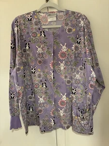 Scrub Jacket Woman’s Large Used Easter Theme - Picture 1 of 8