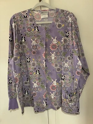 Scrub Jacket Woman’s Large Used Easter Theme - Image 1 of 4