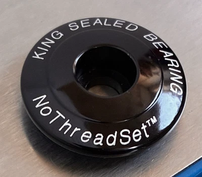 Boné de fone de ouvido Chris King NoThreadSet 1" - Preto novo, nunca instalado - Fabricado nos EUA - Imagem 1 de 3