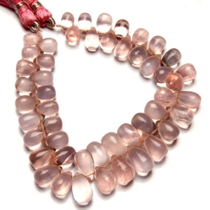 Gemas de cuarzo rosa natural 8x6 a 12x7 mm tamaño suave forma de gota cuentas 7" hilo - Imagen 1 de 4