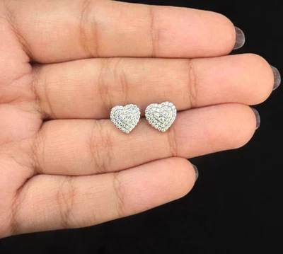 Heart Moissanite Cluster Earrings, 1 ct Diamond Studs - Image 1 of 4
