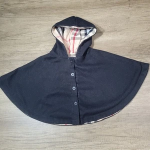 Kleinkind Mädchen schwarzer Poncho mit kariertem Futter Größe 100 US 2t/3t - Bild 1 von 6