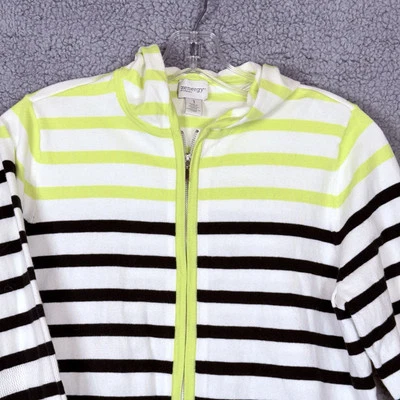 Chico's Zenergy Hoodie Women's Medium Zip Striped Nautical Preppy Athleisure - Image 1 of 4